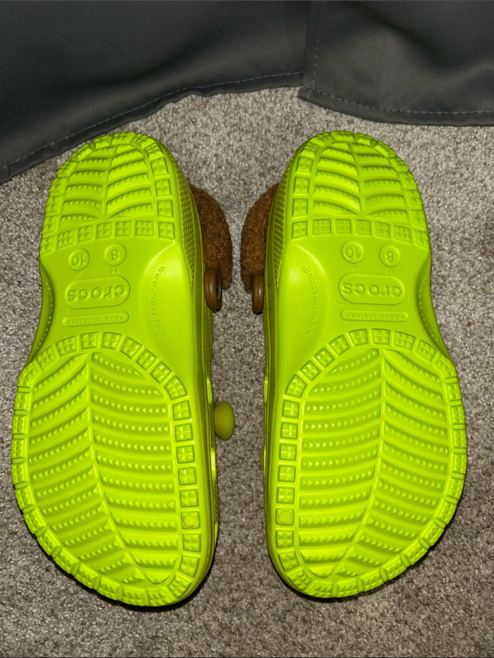 Adult Shrek Neon Green Clog with Brown Sherpa Trim - Picture 3 of 4